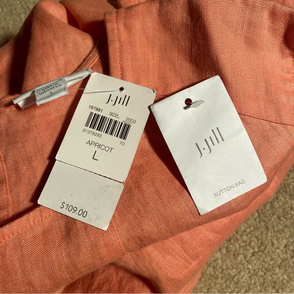 NWT J. Jill Love Linen Swing Tiered Dress 3/4 Sleeve Apricot (Size Large) - Picture 3 of 7